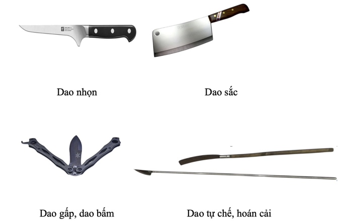 Một số loại dao có tính sát thương cao.
