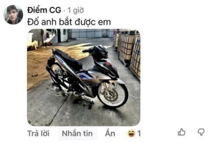 Nam thanh niên bình luận thách thức kèm hình ảnh xe độ chế trên trang tuyên truyền của Công an phường Ba Ngòi. Ảnh: Minh Khuê
