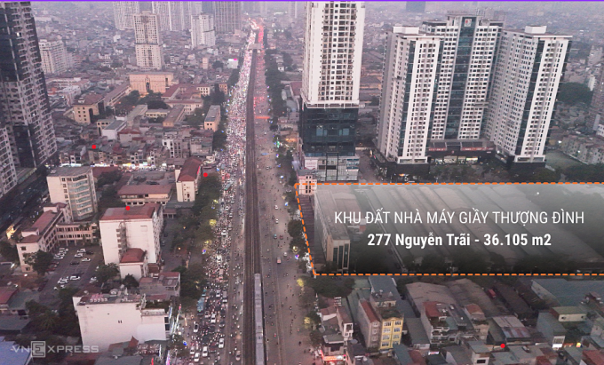 Vị trí khu đất nhà máy Giầy Thượng Đình tại 277 Nguyễn Trãi, Hà Nội. Ảnh: Ngọc Thành