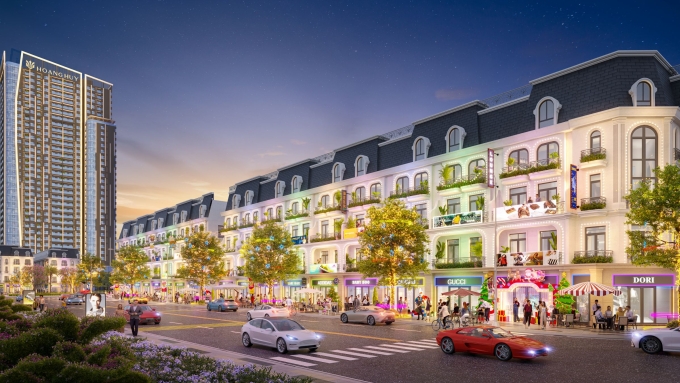 Phối cảnh phân khu shophouse Sky Light tại dự án Hoang Huy New City. Ảnh: Hoàng Huy