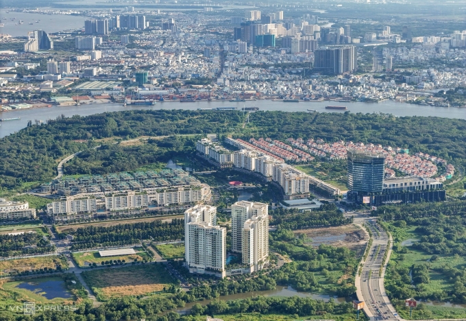 Khu đô thị Thủ Thiêm, khu vực ven sông Sài Gòn. Ảnh: Quỳnh Trần