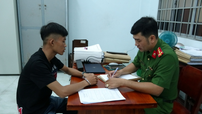 Tăng Văn Trường tại cơ quan điều tra. Ảnh: Đặng Thanh