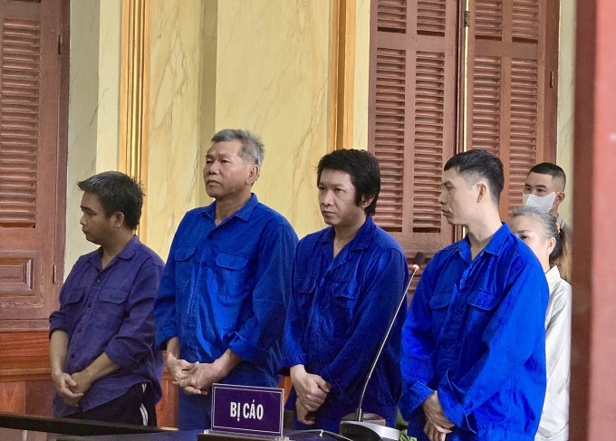 Nhóm bị cáo tạm giam trong vụ án.