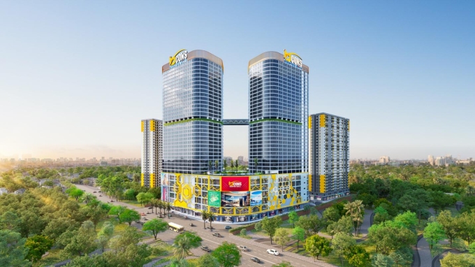 Bcons Center City tọa lạc ngay trung tâm tiện ích của Làng Đại học Quốc gia TP HCM. Ảnh phối cảnh: Bcons