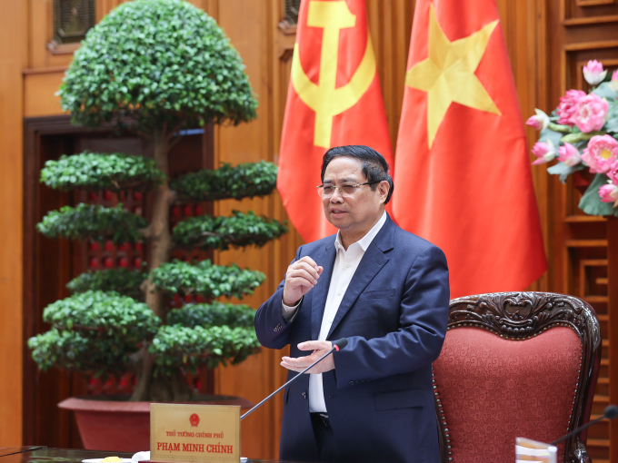 Thủ tướng Phạm Minh Chính phát biểu tại cuộc họp ngày 20/3. Ảnh: VGP