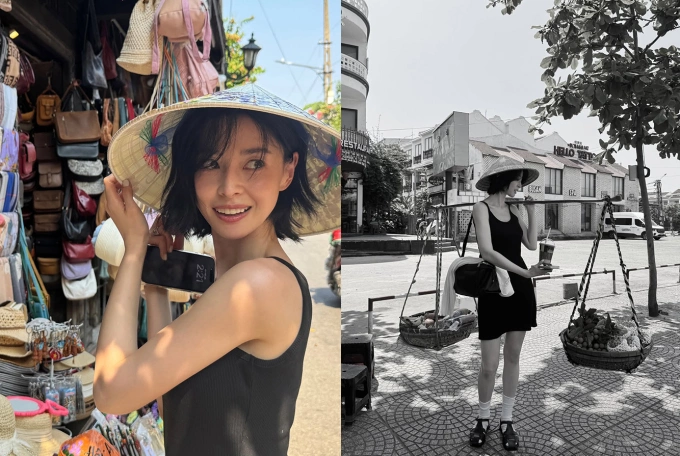 Kwon Nara trải nghiệm du lịch Hội An. Ảnh: Instagram/Nara