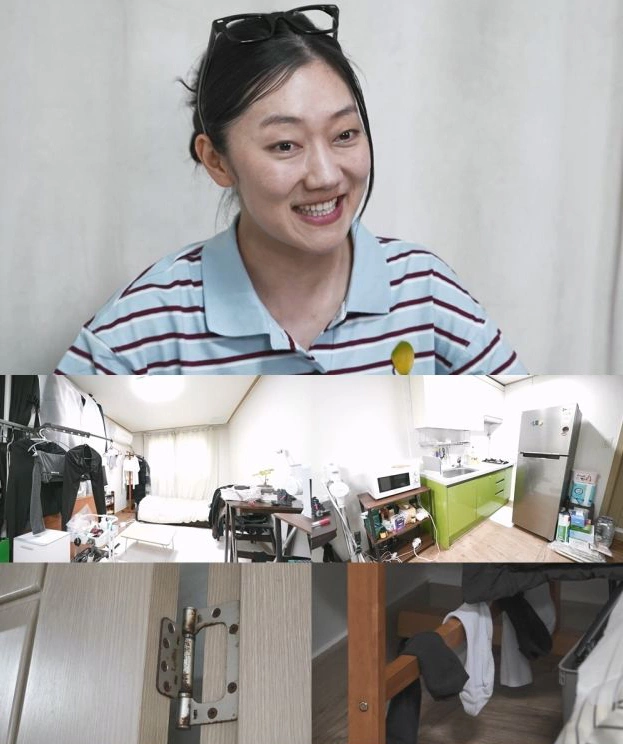 Kyung Hye trong phòng trọ. Ảnh: Newsis